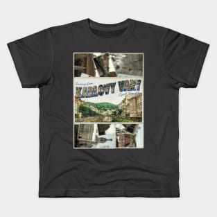 Greetings from Karlovy Vary in Czech Republic Vintage style retro souvenir Kids T-Shirt